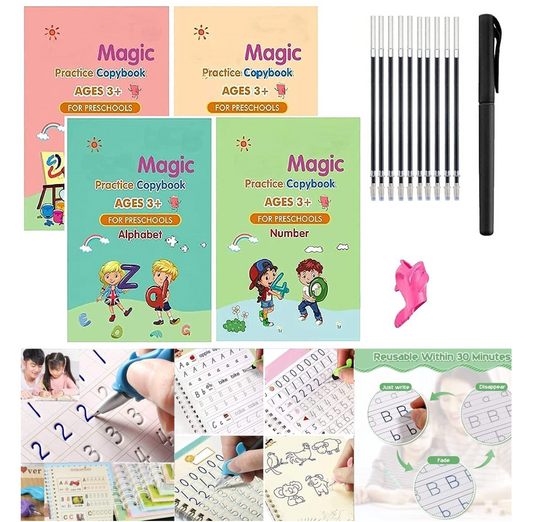 Sank Magic Reusable Practice Copy Book for Kids (Pack of 4)